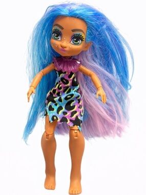 Cave Club Doll with Long Blue Hair – Mattel – Colorful Dress
